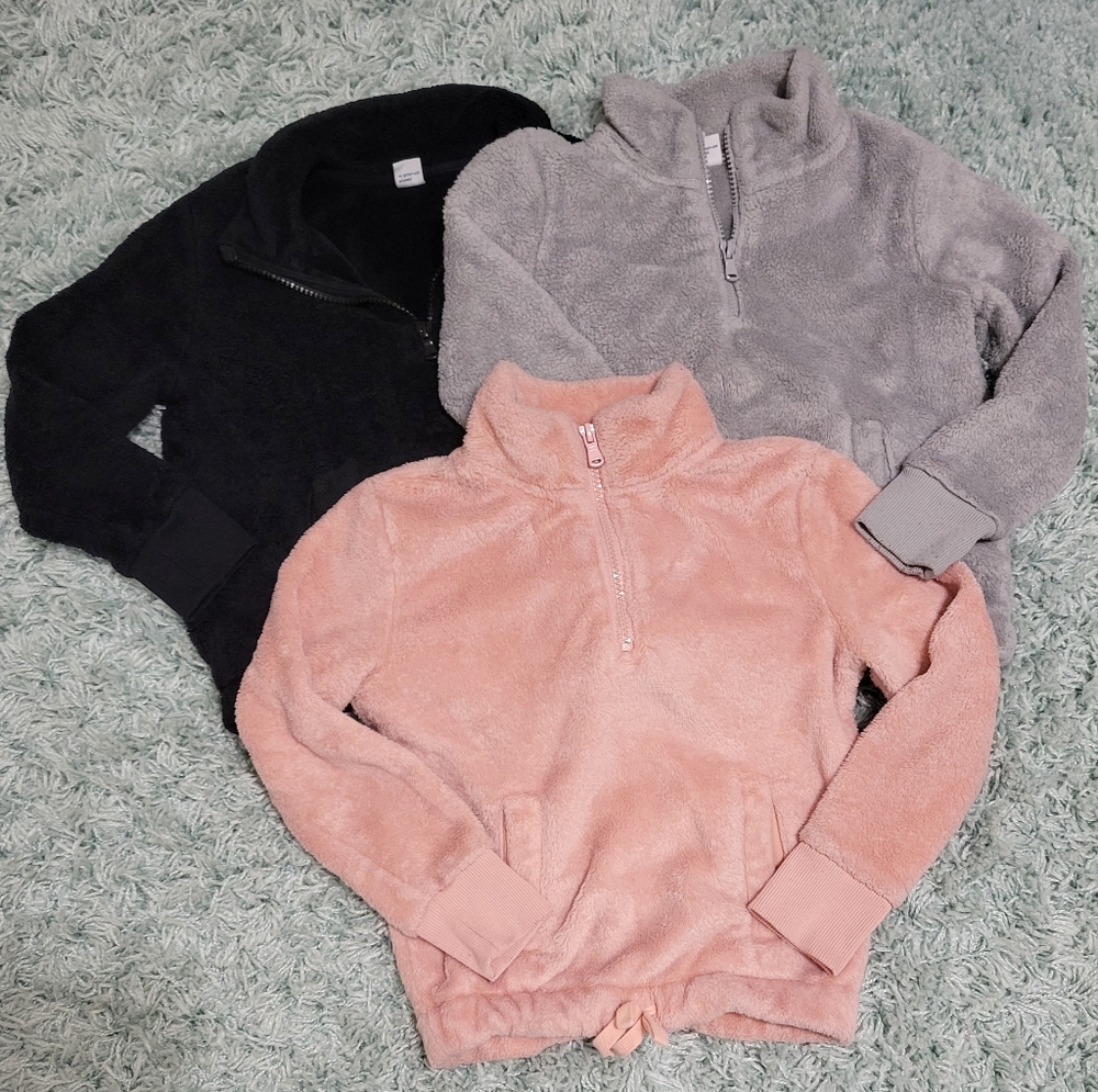 Old Navy Kids Fleece Pullovers - Black, Gray, Pink
